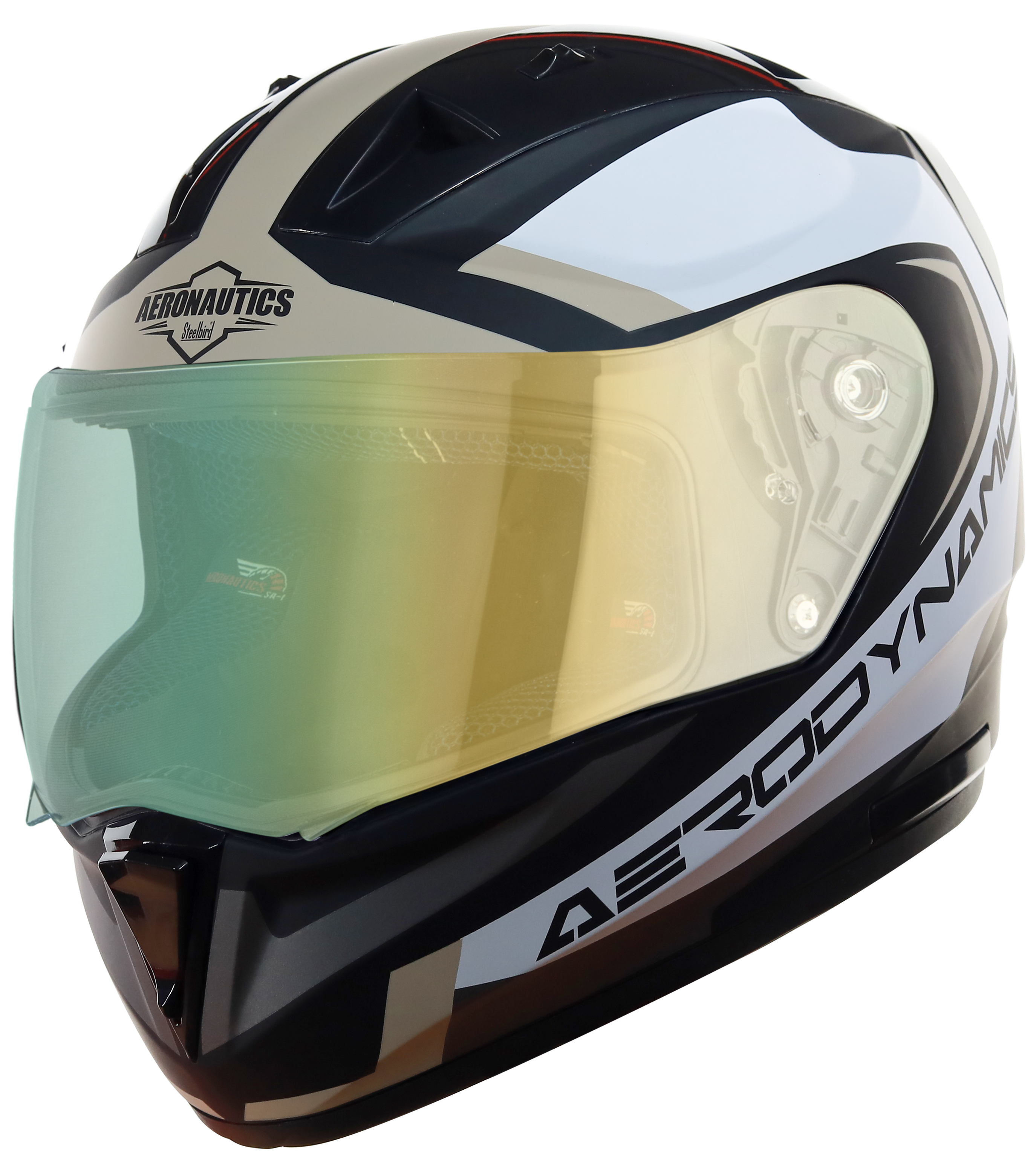 SA-1 Aerodynamics Mat Black With Desert Storm(Fitted With Clear Visor Extra Green Night Vision Visor Free)